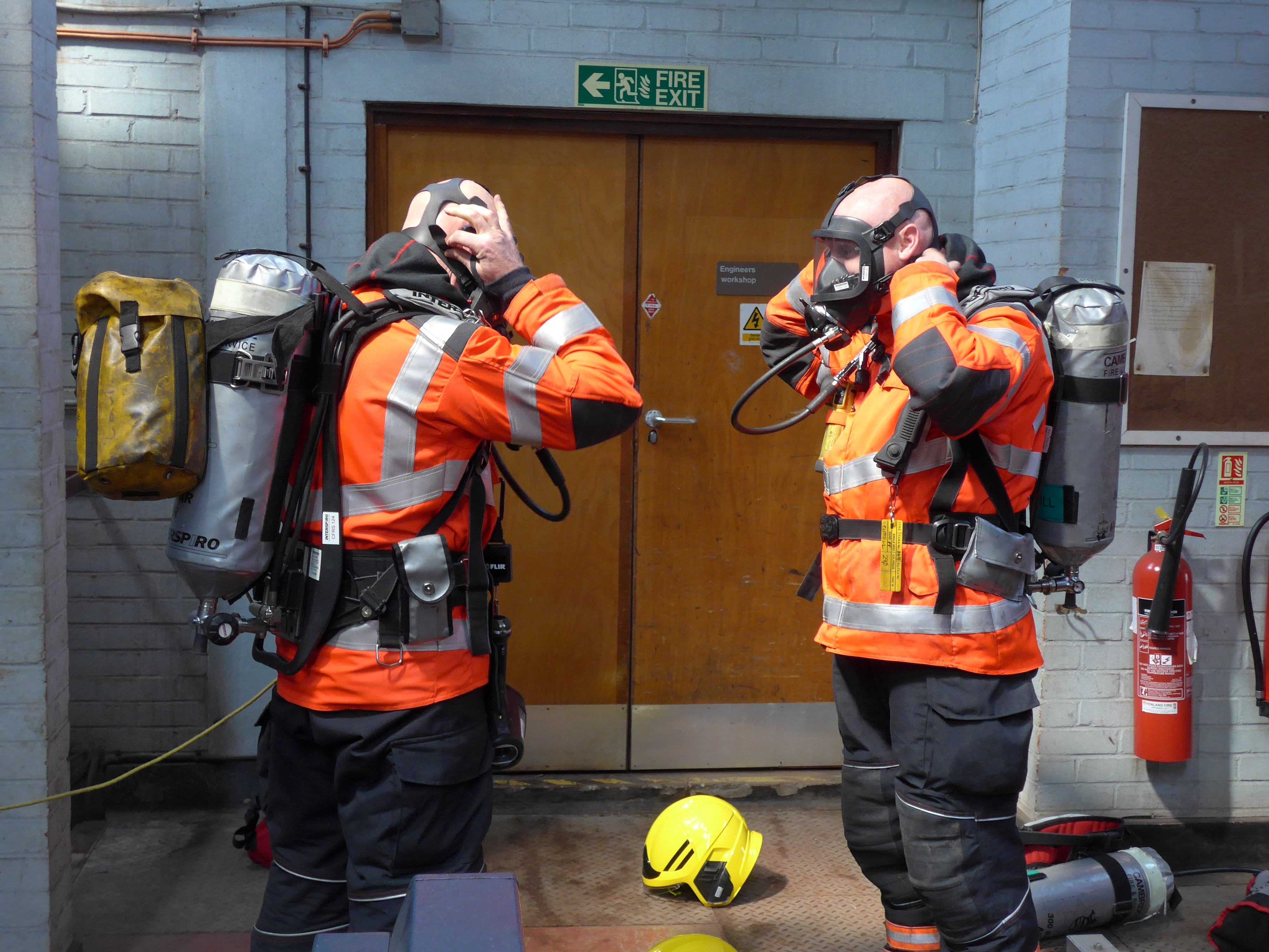 Cambridgeshire Fire and Rescue Service crew training at North Cambs Hospital