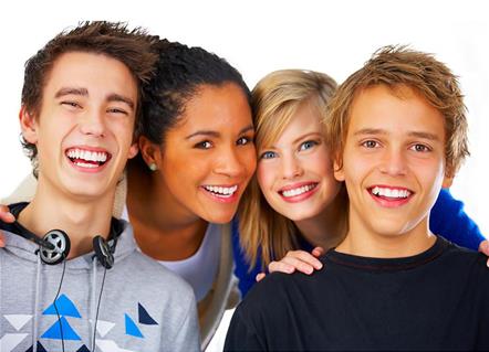 Group of four older teenagers