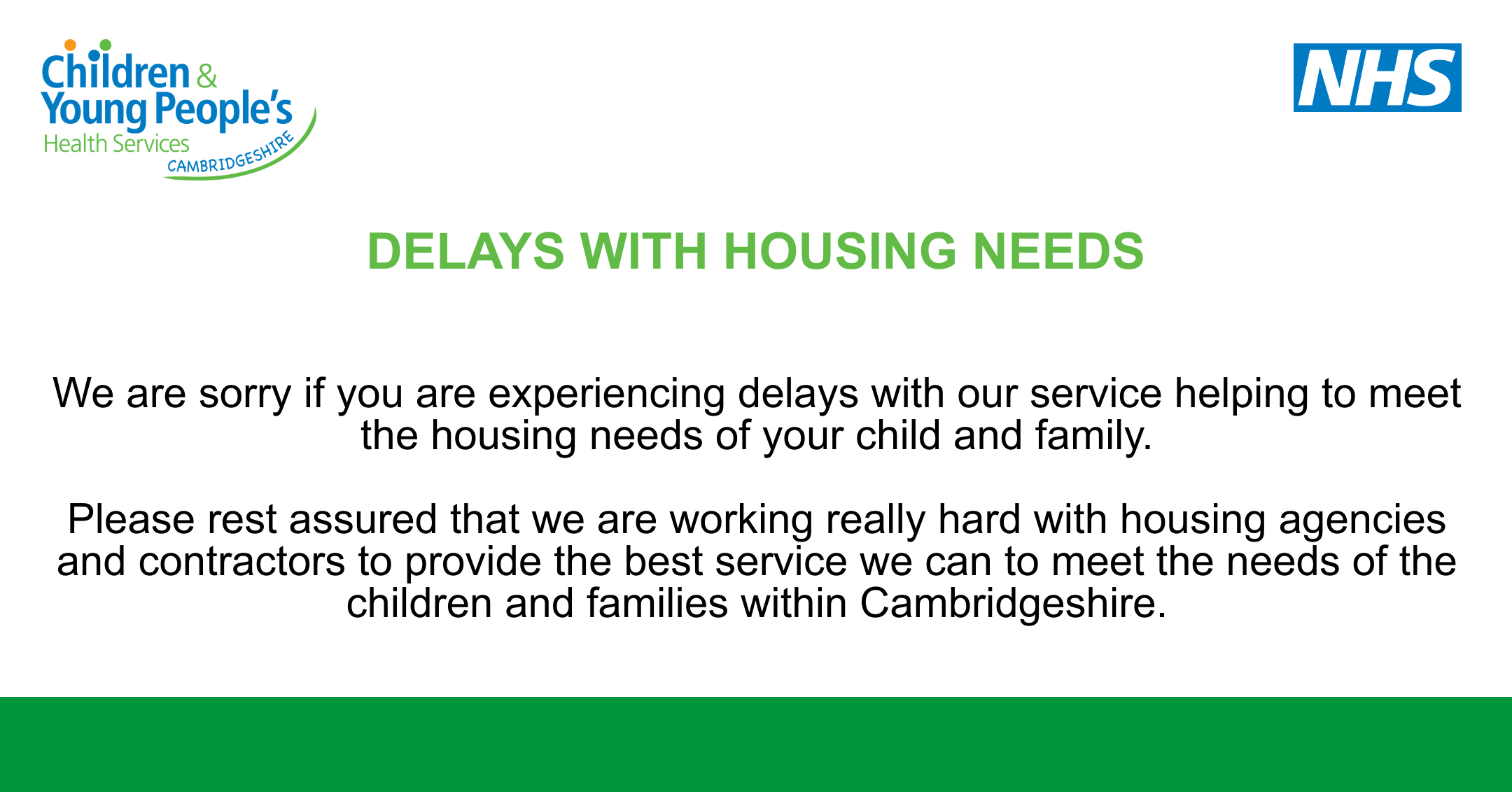 Delay of housing needs - in your home page