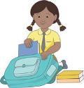 Cartoon of a child packing their school bag