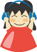 Cartoon of child wearing earphones