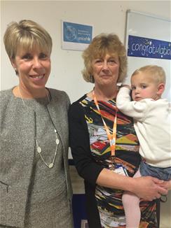 Linda Masterson (centre) with Sue Ashmore, UNICEF Baby Friendly Initiative Programme Director